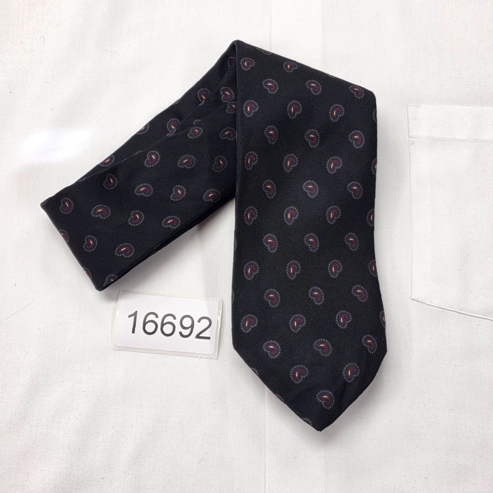 Robert Talbott VINTAGE Robert Talbott Silk Tie Mens Black Paisley Hand Painted Necktie Stylish Classic Size ONE SIZE - 5 Thumbnail