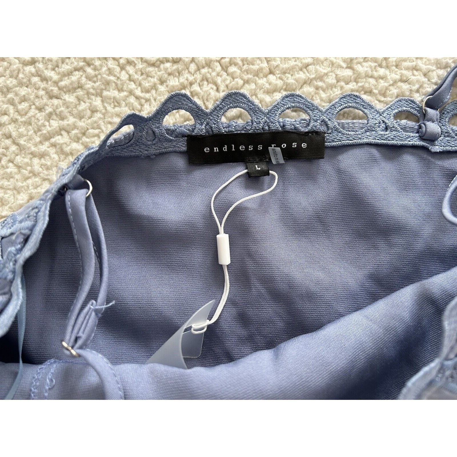 Other Endless Rose Combination Lace Spaghetti Strap Midi Dress Blu Size L / US 10 / IT 46 - 7 Thumbnail