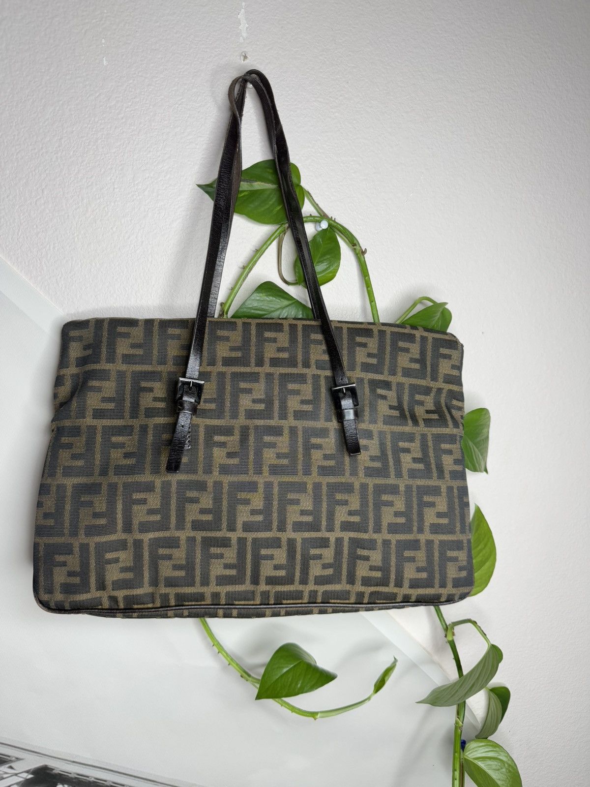 Fendi 🤎Iconic Fendi Zucca Monogram Tote with Leather Straps 🤎 Size ONE SIZE - 20 Thumbnail
