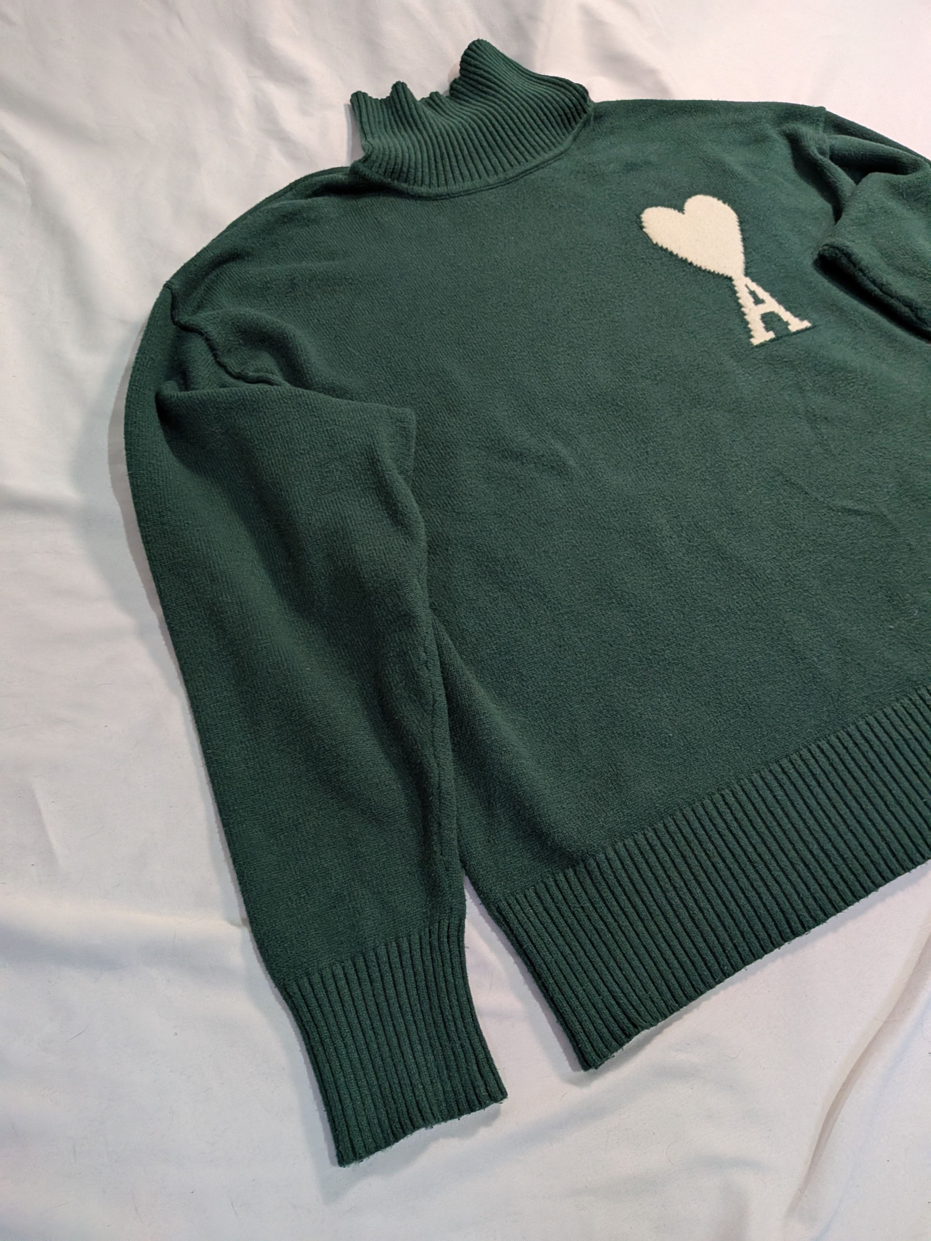 AMI Ami Paris Ami de Coeur Oversized Turtleneck Sweater Green XL Size US XL / EU 56 / 4 - 4 Thumbnail