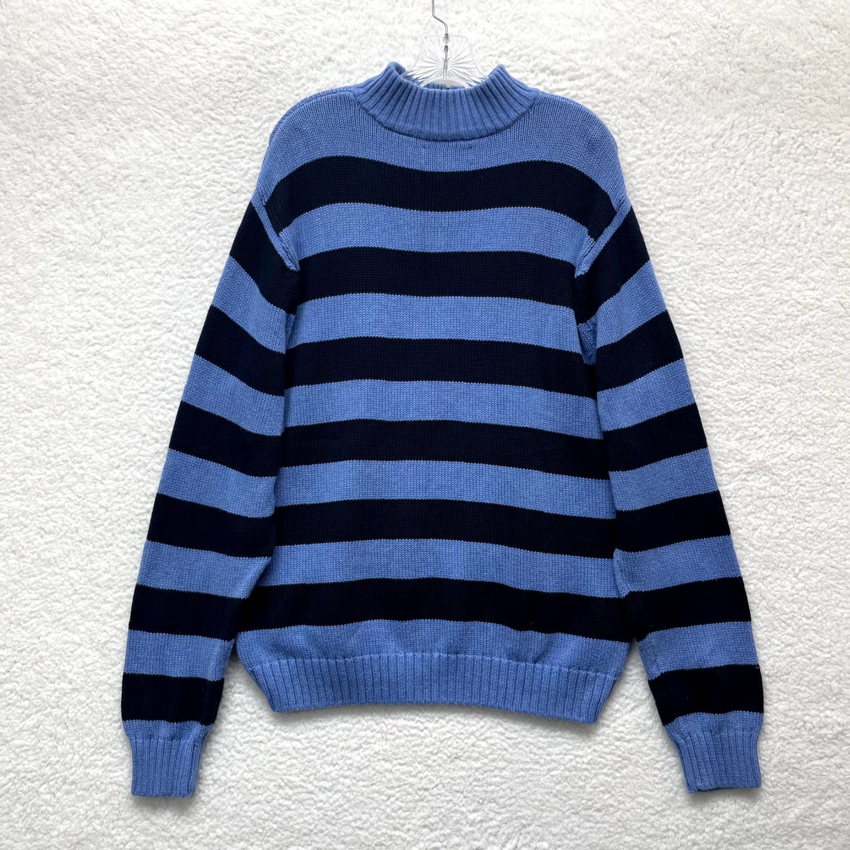 Chaps VINTAGE Chaps Sweater XL Mens Blue Striped Knit 1/4 Zip Pullover Preppy Rugby Size US XL / EU 56 / 4 - 3 Thumbnail