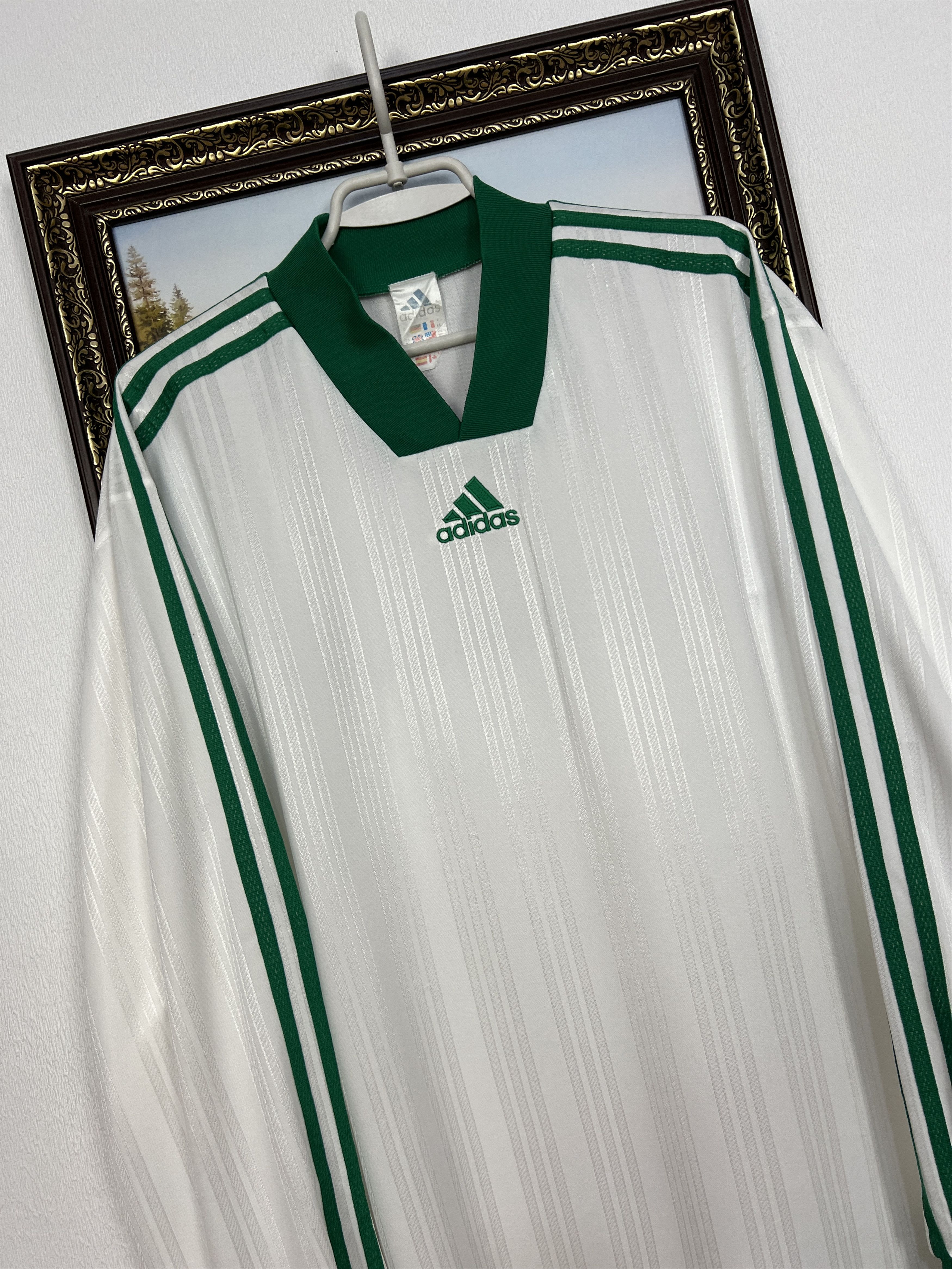 Adidas Vintage Football Template Shirt Soccer Green Long Sleeve Size US XL / EU 56 / 4 - 4 Thumbnail