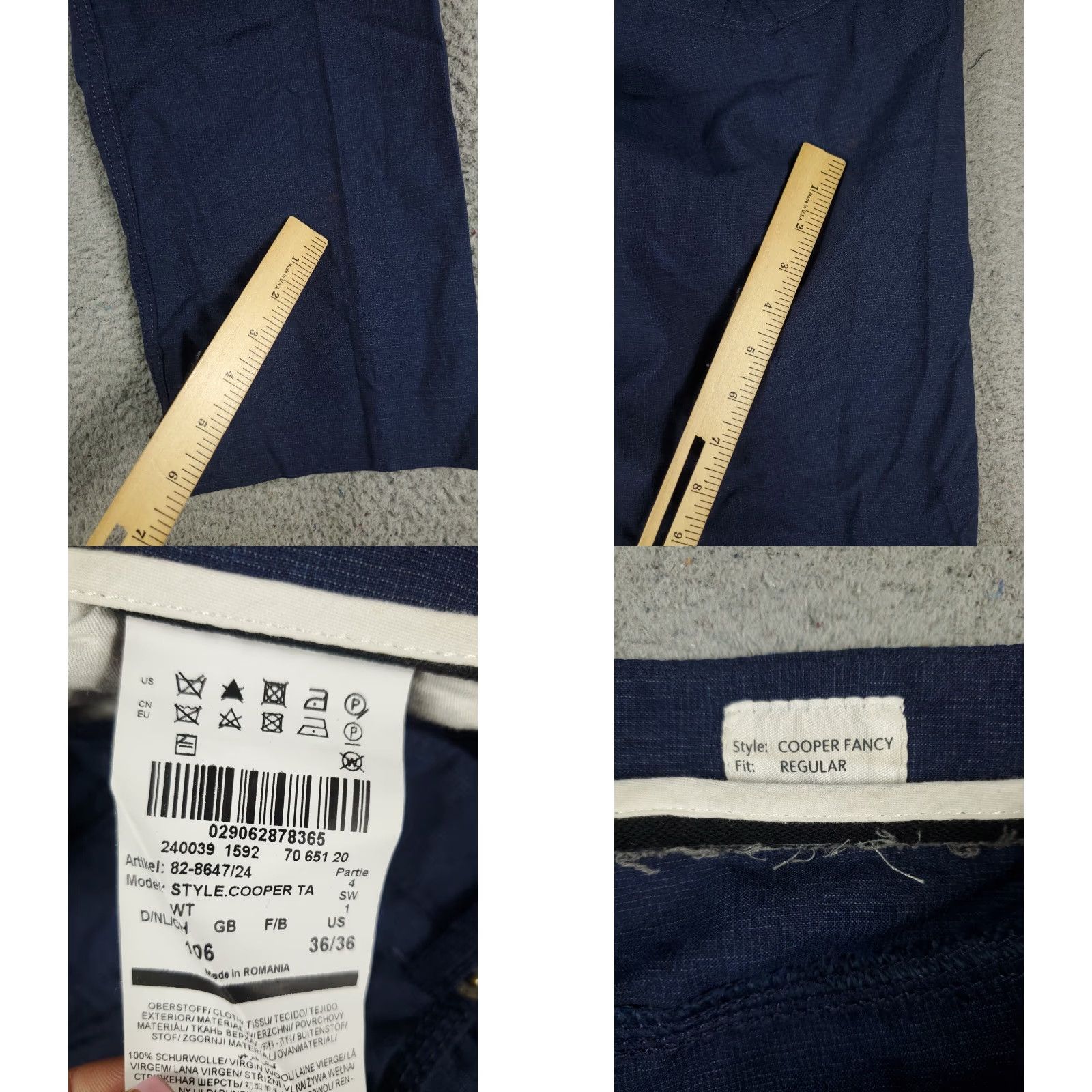 BRAX BRAX Dress Pants Mens 36x33 Blue Flat Front Trousers Chino Regular Fit Wool Size US 36 / EU 52 - 8 Thumbnail