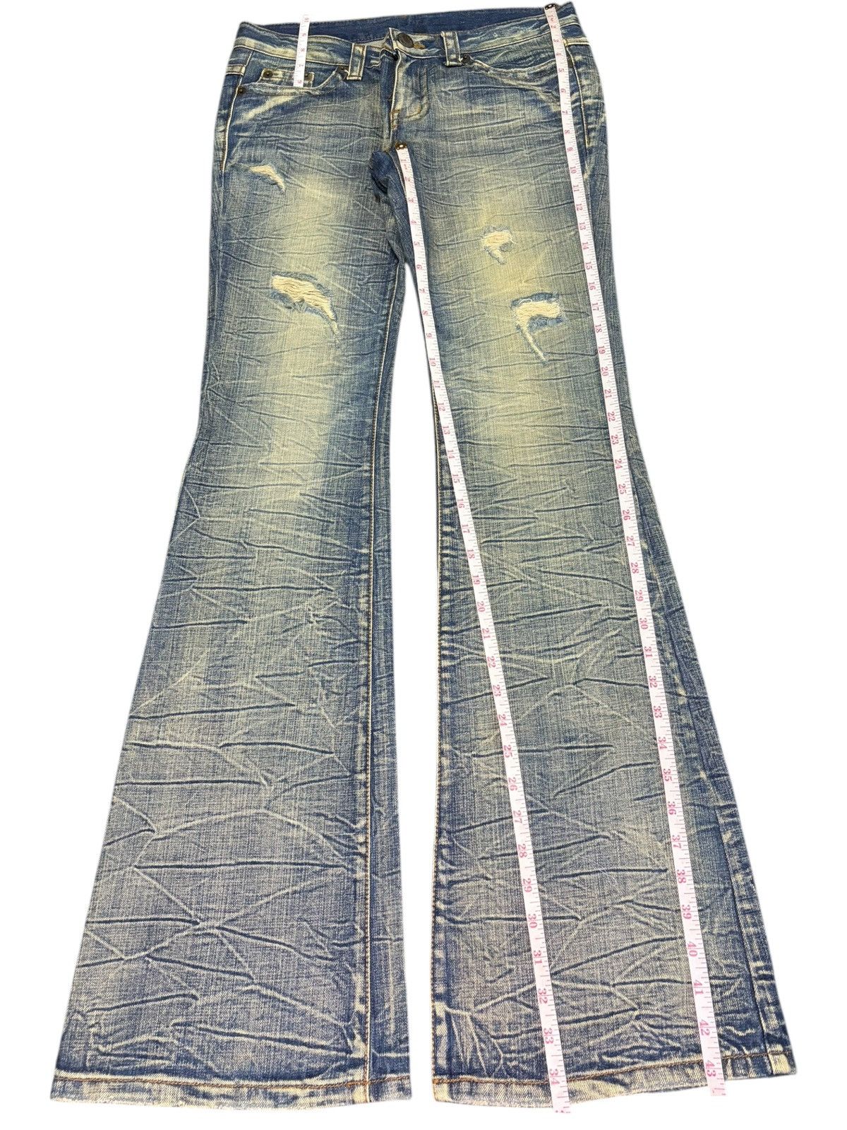 If Six Was Nine Vintage Japanese Brand Rusty Mud Wash Distress Flare Jeans Size 31" - 7 Thumbnail