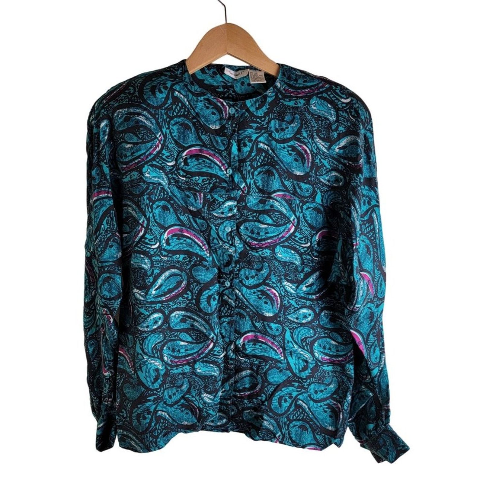 Vintage Omanti Womens Paisley Silk Button Down Shirt Long Sleeve Size M / US 6-8 / IT 42-44 - 1 Thumbnail