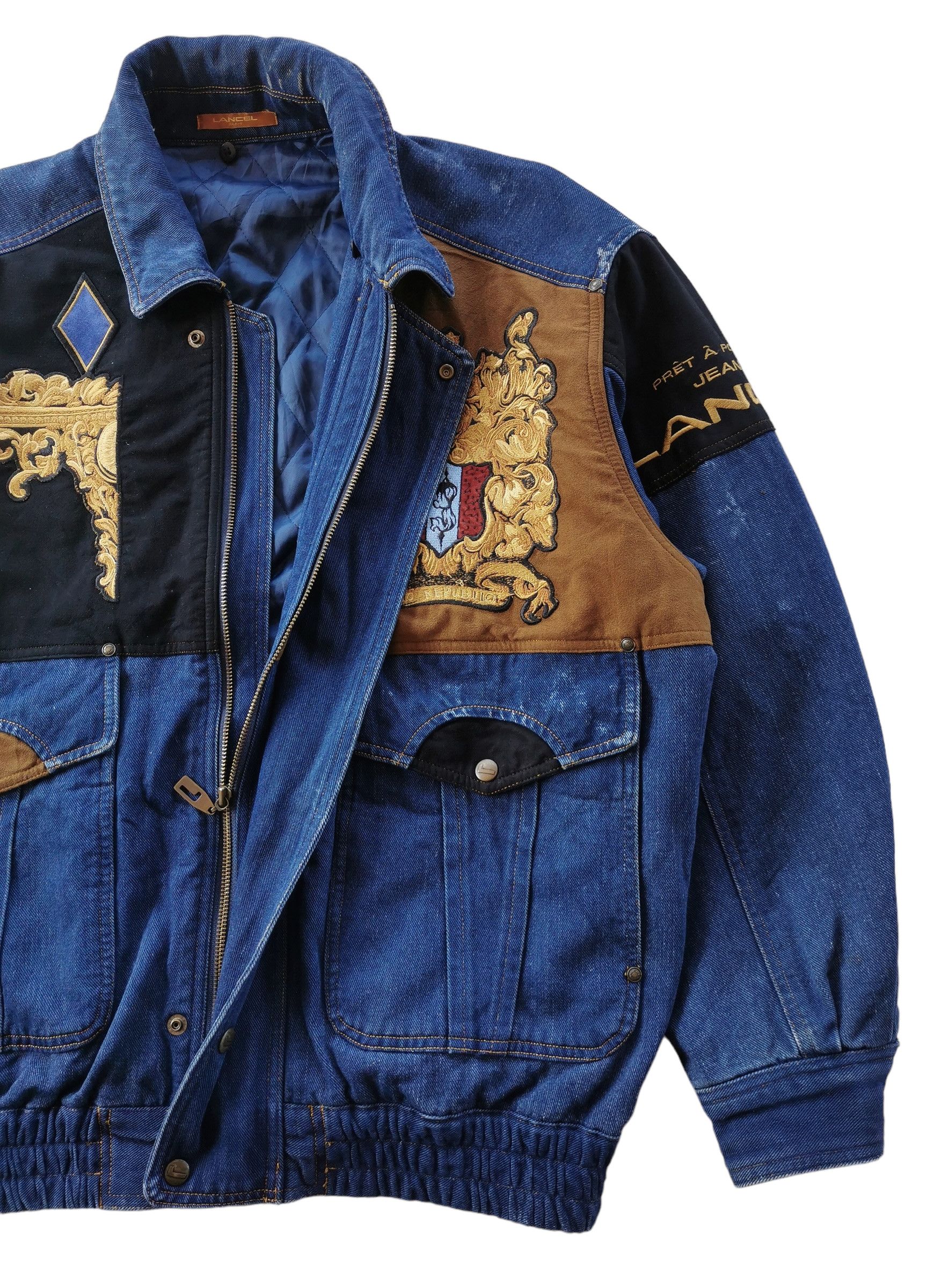 Japanese Brand × Lancel × Vintage Vintage Lancel Paris Embroidery Patchwork Denim Jacket Size US L / EU 52-54 / 3 - 2 Thumbnail