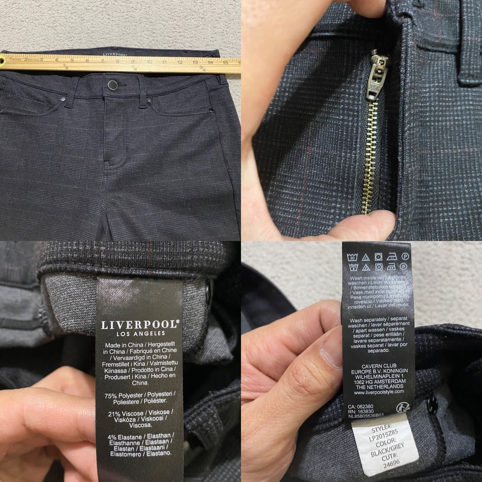 Vintage Liverpool Jeans Liverpool 10P Pants Black Plaid Mid Rise Skinny Ankle Petite Womens Size 29" - 8 Thumbnail