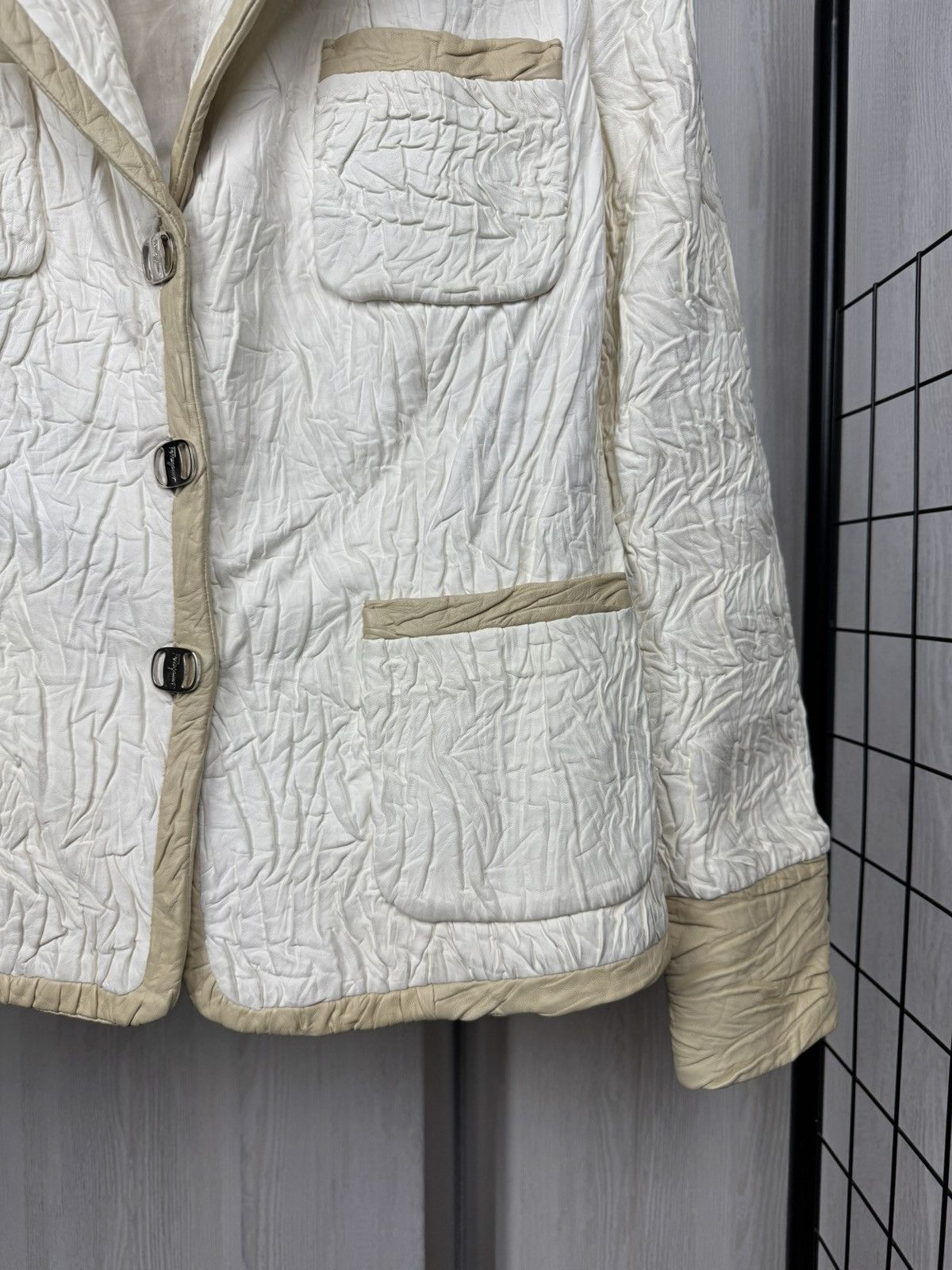 Salvatore Ferragamo Salvatore Ferragamo white leather biker jacket blazer Size M / US 6-8 / IT 42-44 - 4 Thumbnail