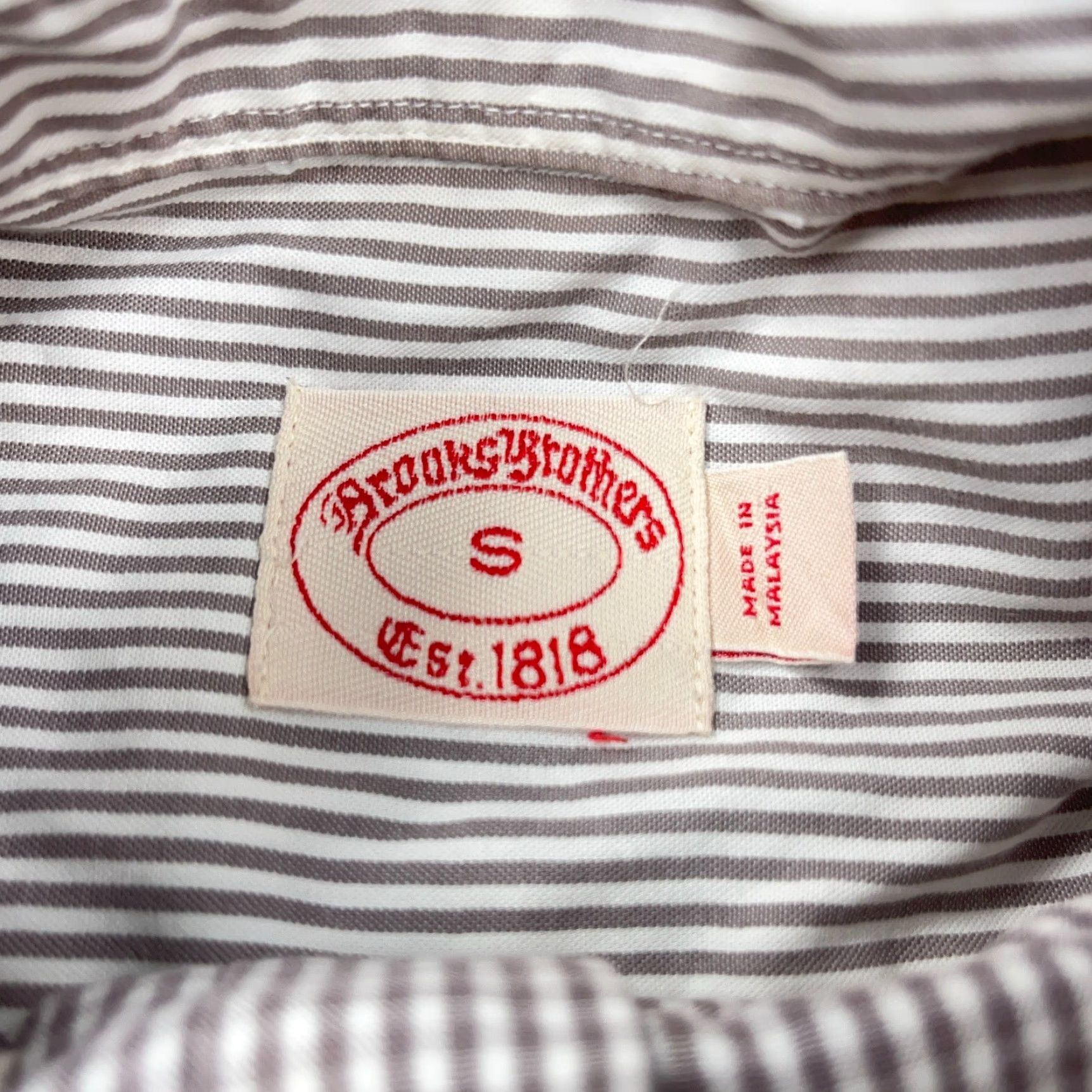 Brooks Brothers Brooks Brothers Shirt Men Small Gray White Striped Button-Up Dress Poplin Regular Sleeve Long Size 36R - 5 Thumbnail