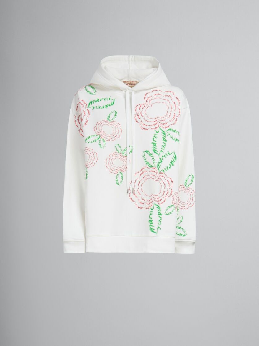 Marni oc11z0525 Cotton Hoodie in White Size S / US 4 / IT 40 - 1 Thumbnail