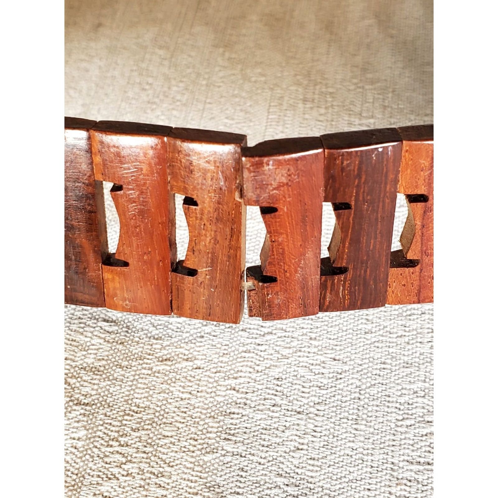 Vintage VINTAGE Handmade Belt Mens 36 - 46 Brown Wooden Universal One Size Size ONE SIZE - 5 Thumbnail