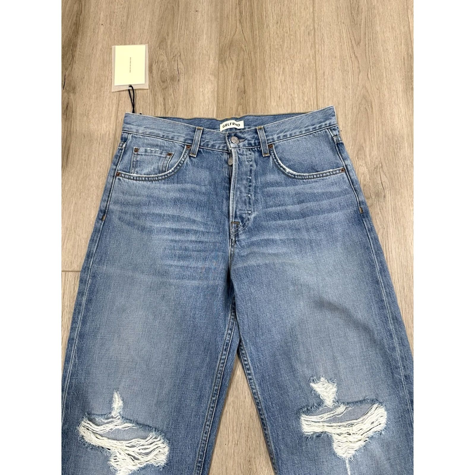 GRLFRND GRLFRND Jeans Womens 26 Bella Boyfriend Distressed Straight Leg Blue Size 26" / US 2 / IT 38 - 4 Thumbnail