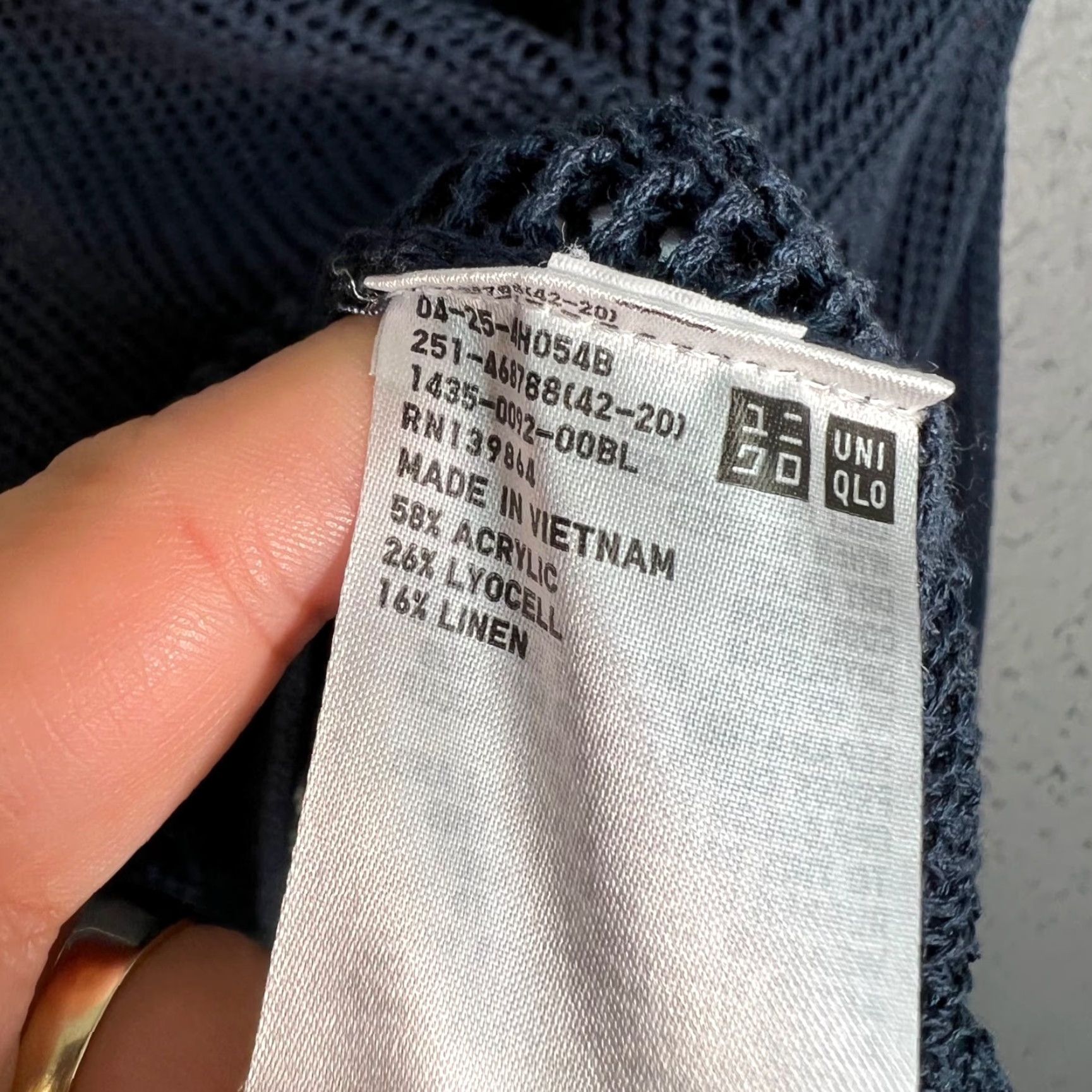Uniqlo Uniqlo Womens Large Blue Open-Knit Sweater Pullover Linen Blend Size L / US 10 / IT 46 - 4 Thumbnail