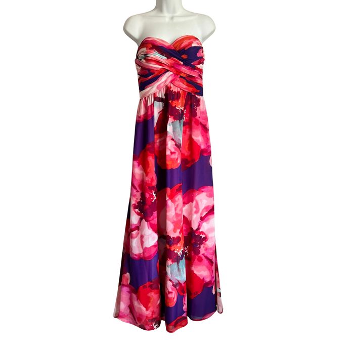 Lauren Ralph Lauren Lauren Ralph Lauren Pink Purple Floral Strapless ...