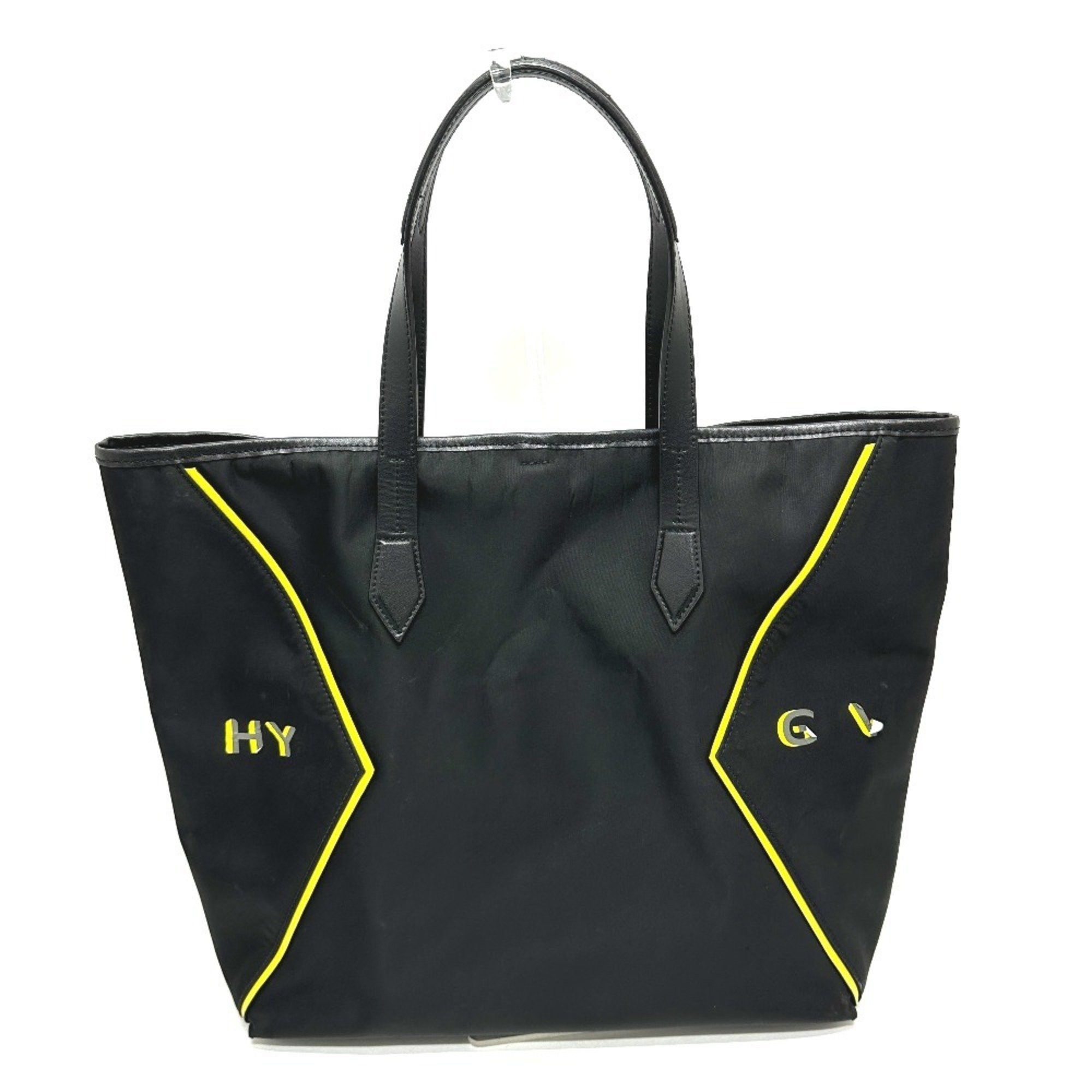 Givenchy Logo Shoulder Bag Tote Leather Nylon Men's Women's Black