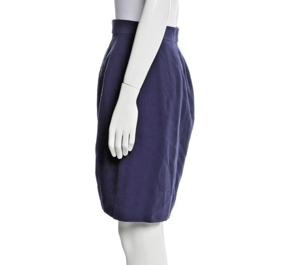 Celine Celine Wool Skirt US 10 Blue Zip Closure Slim Fit Designer Size 32" / US 10 / IT 46 - 2 Thumbnail