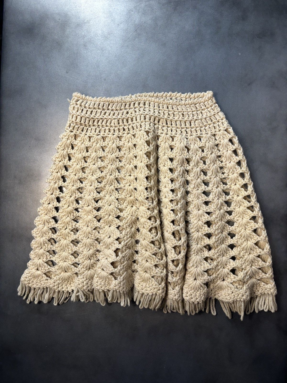 Vintage Vintage Loose Knit Skirt 1970s Skirt Coachella Boho Handmade Size 29" - 1 Thumbnail