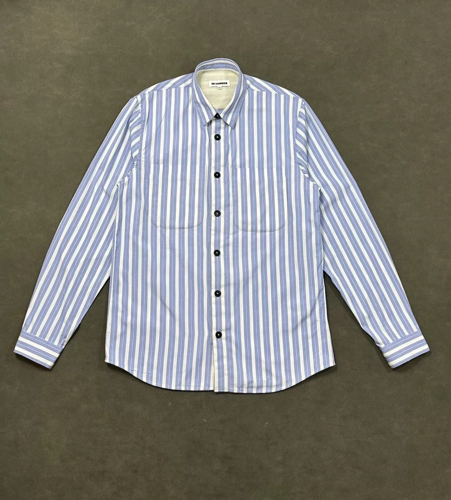 Jil Sander Jil Sander Blue Striped Long Sleeve Shirt Size US M / EU 48-50 / 2 - 1 Thumbnail