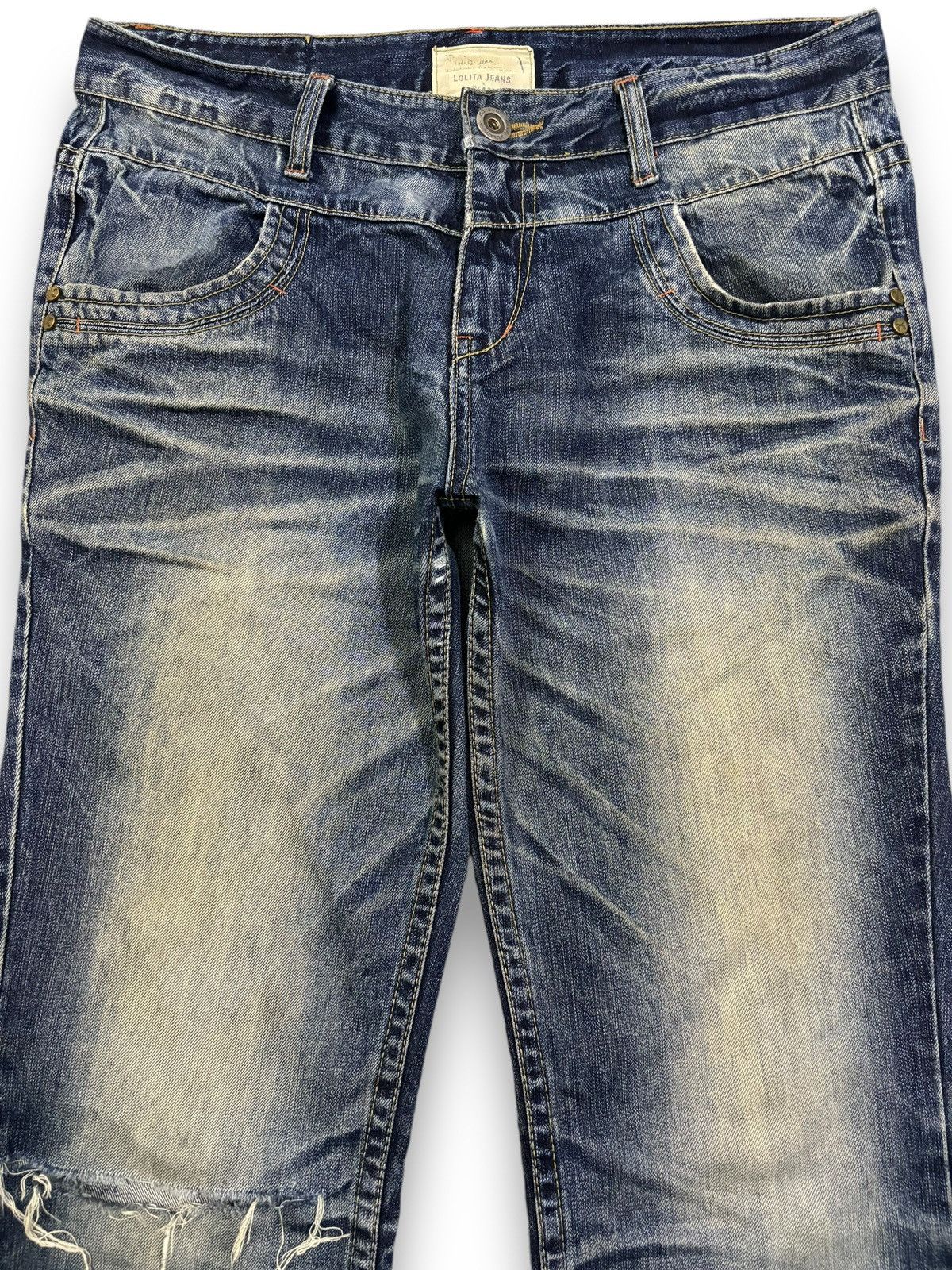 Beauty Beast Vintage Lolita x Beast Studded Flare Distressed Punk Jeans Size US 35 - 3 Thumbnail