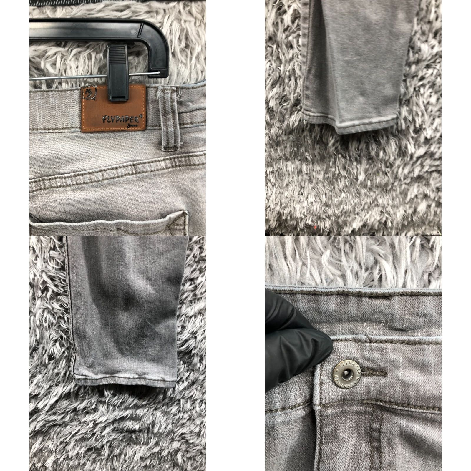 Vintage Flypaper Jeans Slim Straight 38x30 Mens Mid Gray Solid Denim 5-Pocket Modern Classic Size US 38 / EU 54 - 8 Thumbnail
