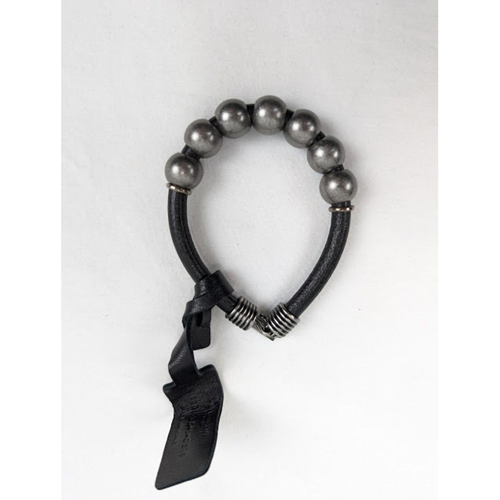 Saint Laurent Paris o1rshd1 Size: M / Beaded Cord Bracelet in Leather & Metal Size ONE SIZE - 2 Thumbnail