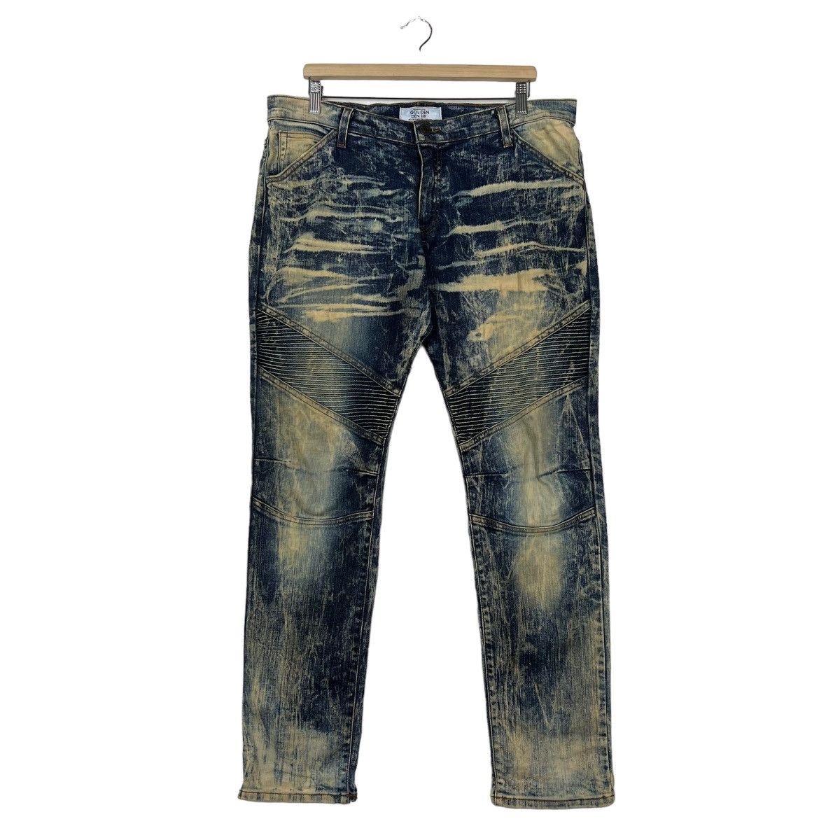 Golden Denim 🔥 GOLDEN DENIM DYED ACID WASH BIKER STRECH SLIM FITS Size US 36 / EU 52 - 2 Thumbnail