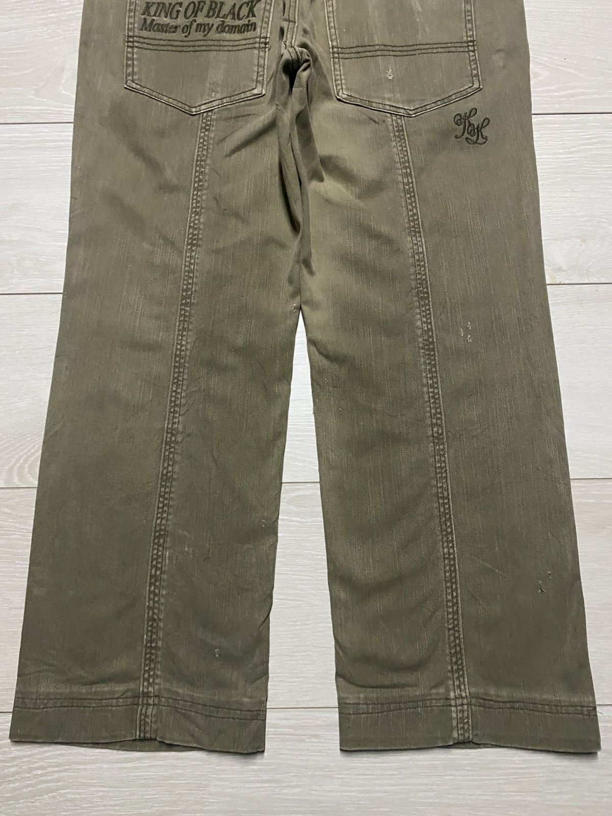 Japanese Brand Vintage Karl Kani Khaki Logo Embroidery Loose Jeans Size US 36 / EU 52 - 6 Thumbnail
