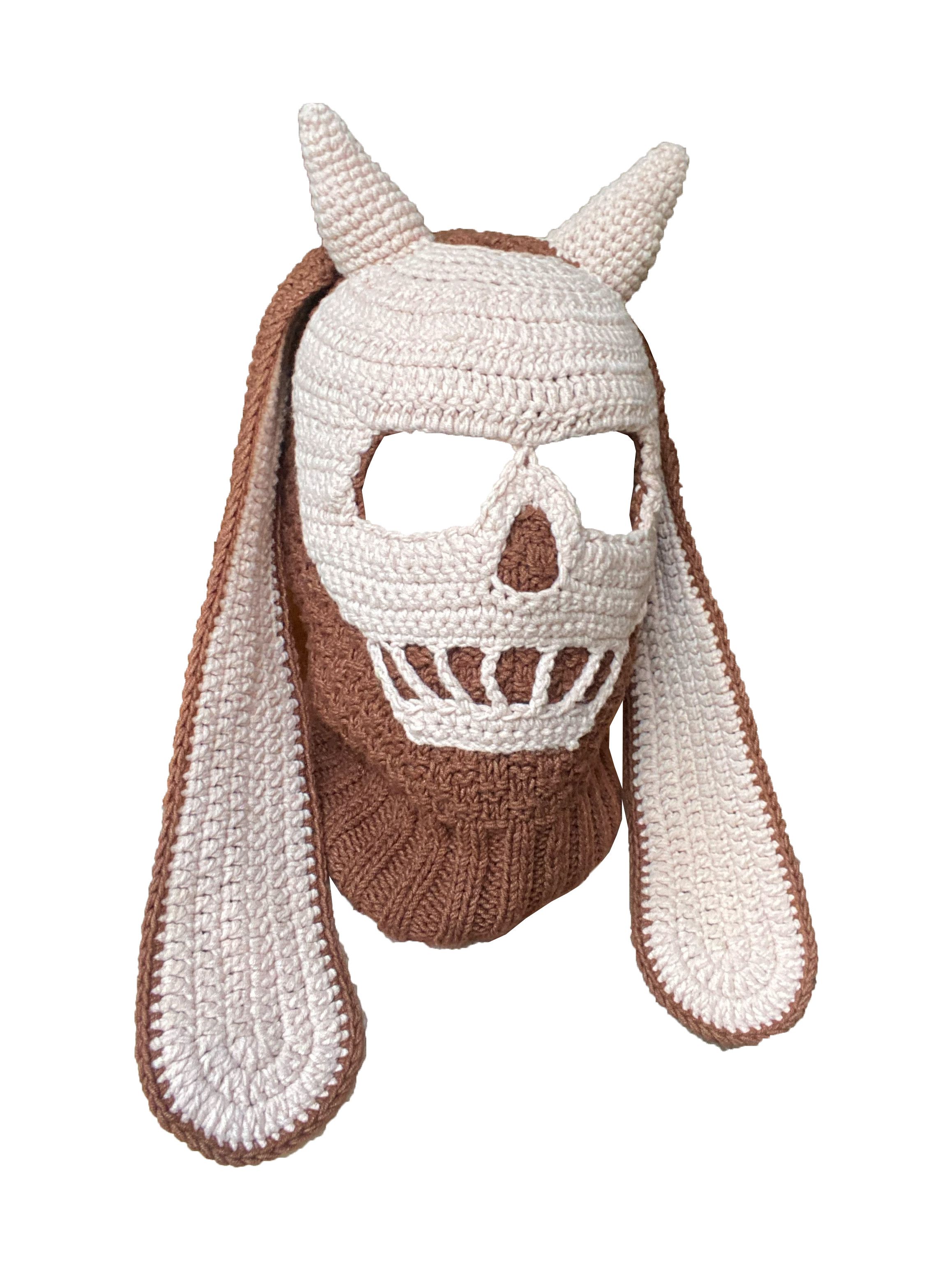 Homespun Knitwear Balaclava mask with skull and ears, hand knitted Size ONE SIZE - 2 Thumbnail