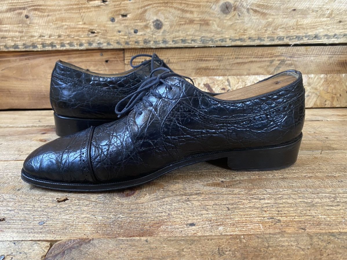 Designer × Vintage × Zelli Zelli oxford exotic crocodile black captoe leather shoes 42 Size US 9.5 / EU 42-43 - 13 Thumbnail