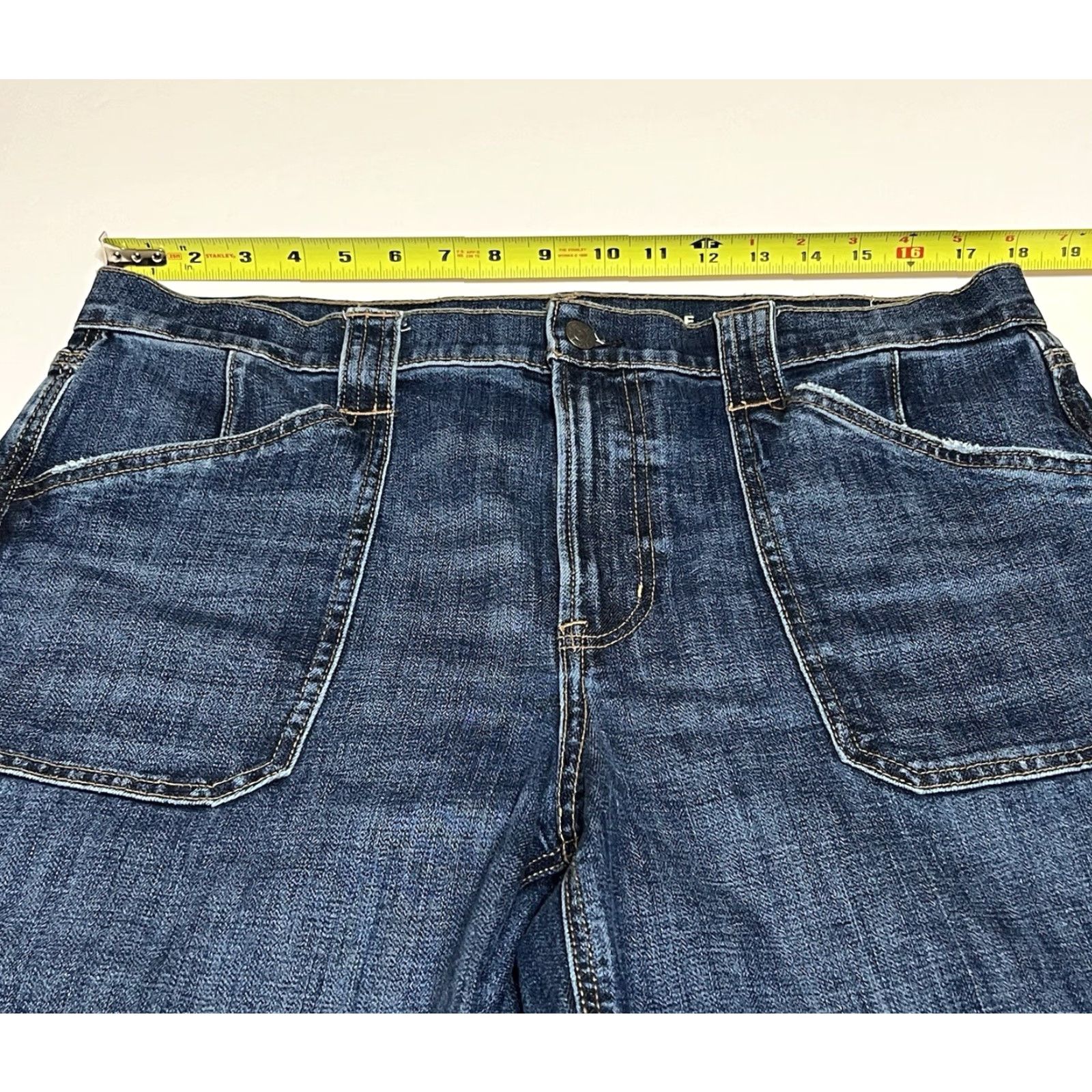 American Eagle Outfitters American Eagle Jeans Womens 14 Reg Blue Stovepipe Wide-Leg Denim Stretch 5-Pocket High Rise Vintage Theme Relaxed 90s Logo Boys Womens Mens Size 25" / US 0 / IT 36 - 3 Thumbnail