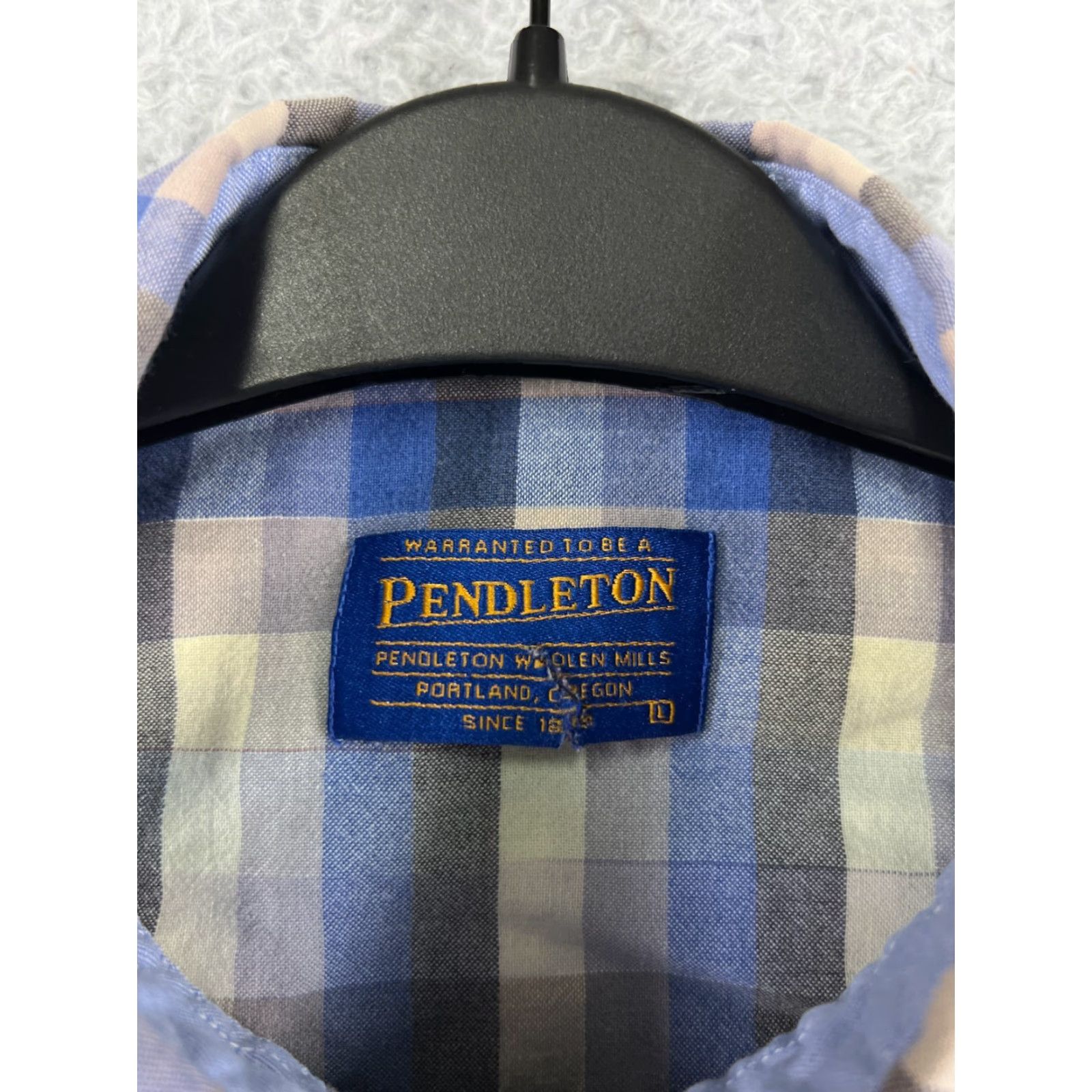 Pendleton Pendleton Shirt Mens Large Blue Yellow Plaid Button-Up Short Sleeve 100% Cotton Vintage No Size US L / EU 52-54 / 3 - 3 Thumbnail