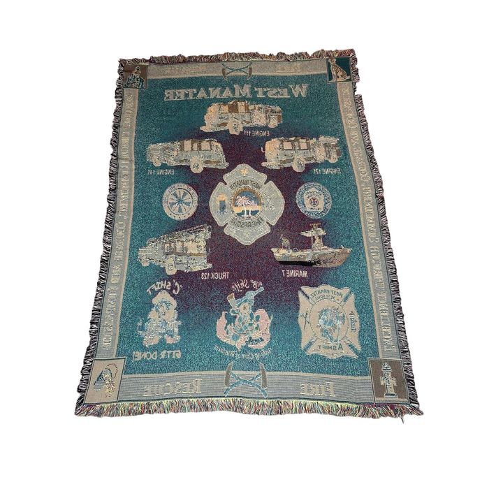 Vintage Vintage West Manatee Fire Rescue Tapestry Throw Blanket | Grailed
