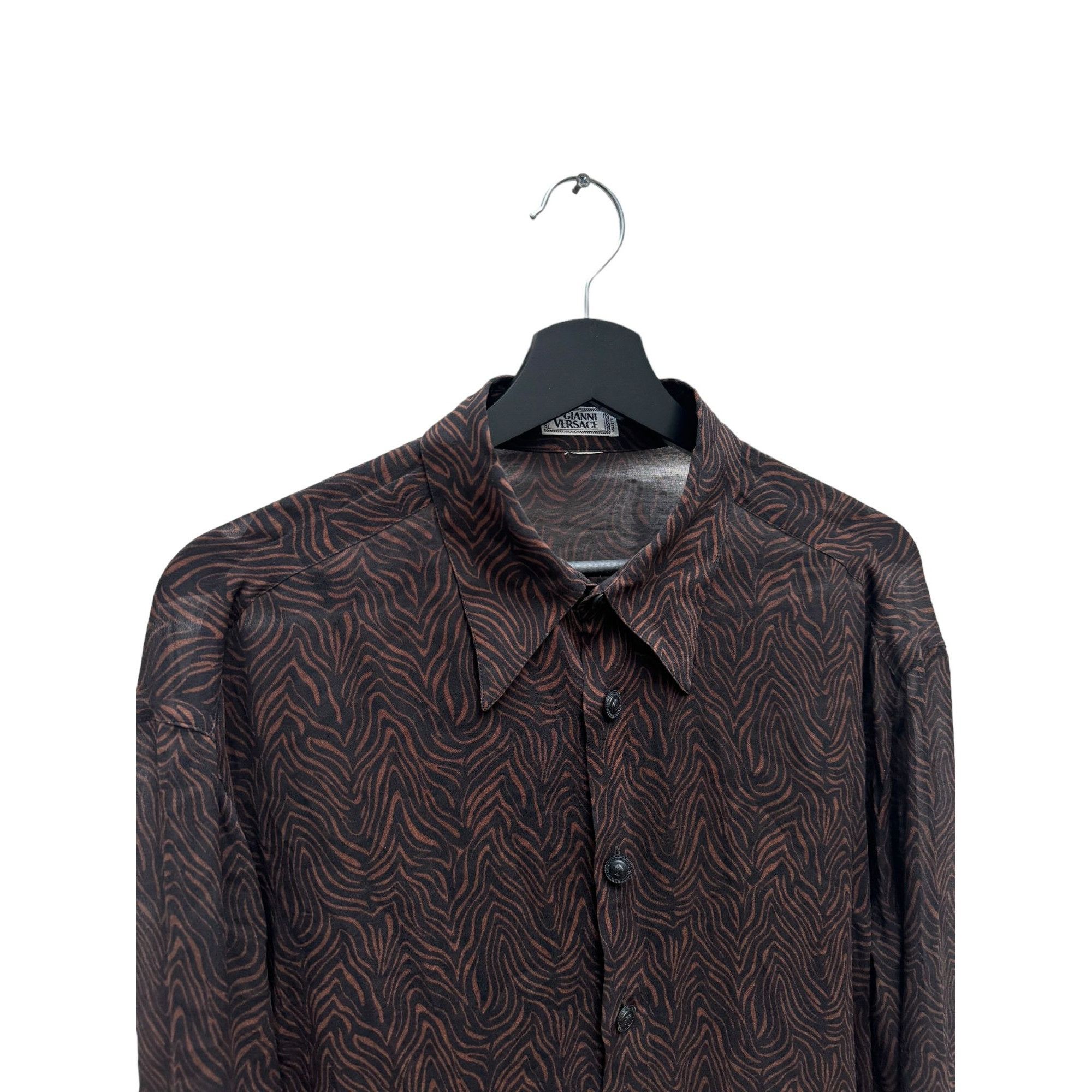 Versace Brown Silk Printed Leopard Shirt Size M / US 6-8 / IT 42-44 - 2 Thumbnail