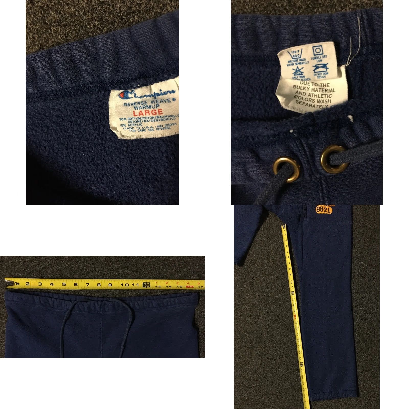 Champion VINTAGE Champion NAU Track Sweatpants L Navy Blue Reversible College USA 80s 90s Men Pants Bodied by Track & Field Theme Mens Size US 33 - 8 Thumbnail