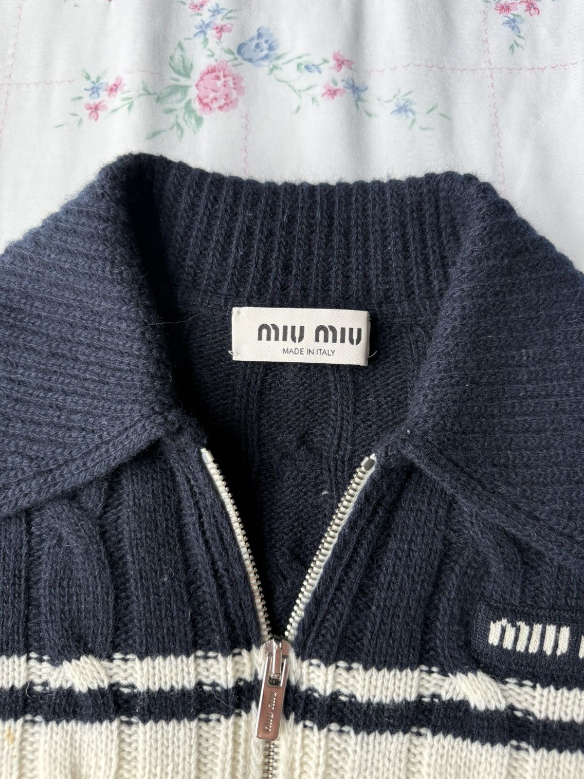 Miu Miu miu miu logo zip up cardigan sweater Size XS / US 0-2 / IT 36-38 - 3 Thumbnail