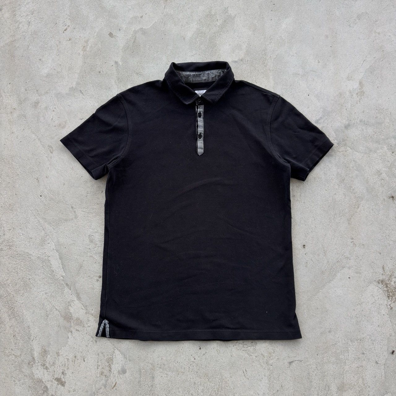 Armani Collezioni Armani Collezioni Black Polo Shirt Gingham Trim Luxury Pique Size US L / EU 52-54 / 3 - 1 Thumbnail