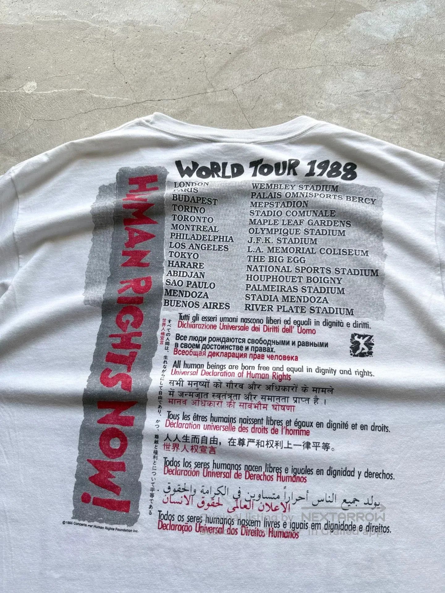 Vintage Vintage 80s Reebok Human Rights Now Tour Tee. Size US L / EU 52-54 / 3 - 7 Thumbnail