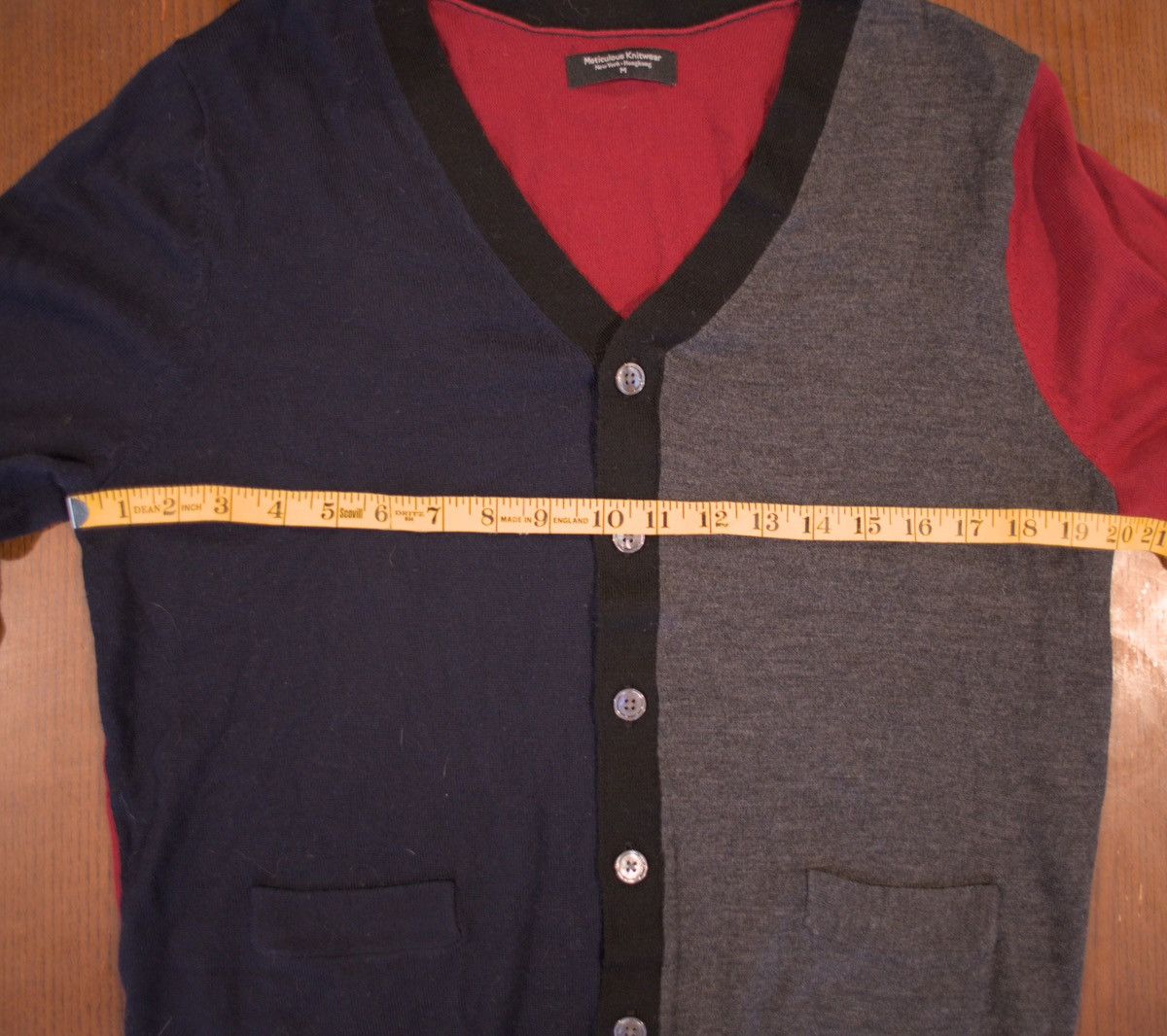 Designer × Japanese Brand × Nepenthes Nepenthes Meticulous Knitwear Men's Merino Cardigan Red/Navy Size US M / EU 48-50 / 2 - 7 Thumbnail