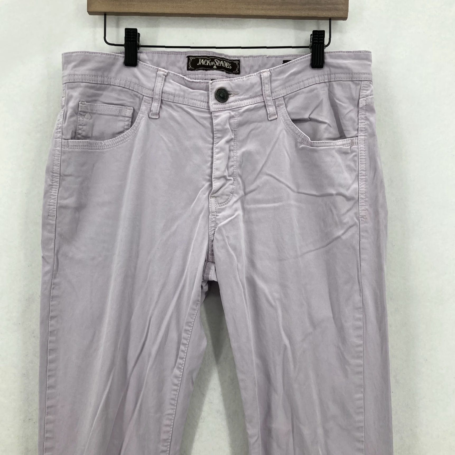 Vintage Jack of Spades Pants Mens 33x32 Lavender Straight Leg Stretch 5 Pocket Twill Size US 33 - 2 Thumbnail