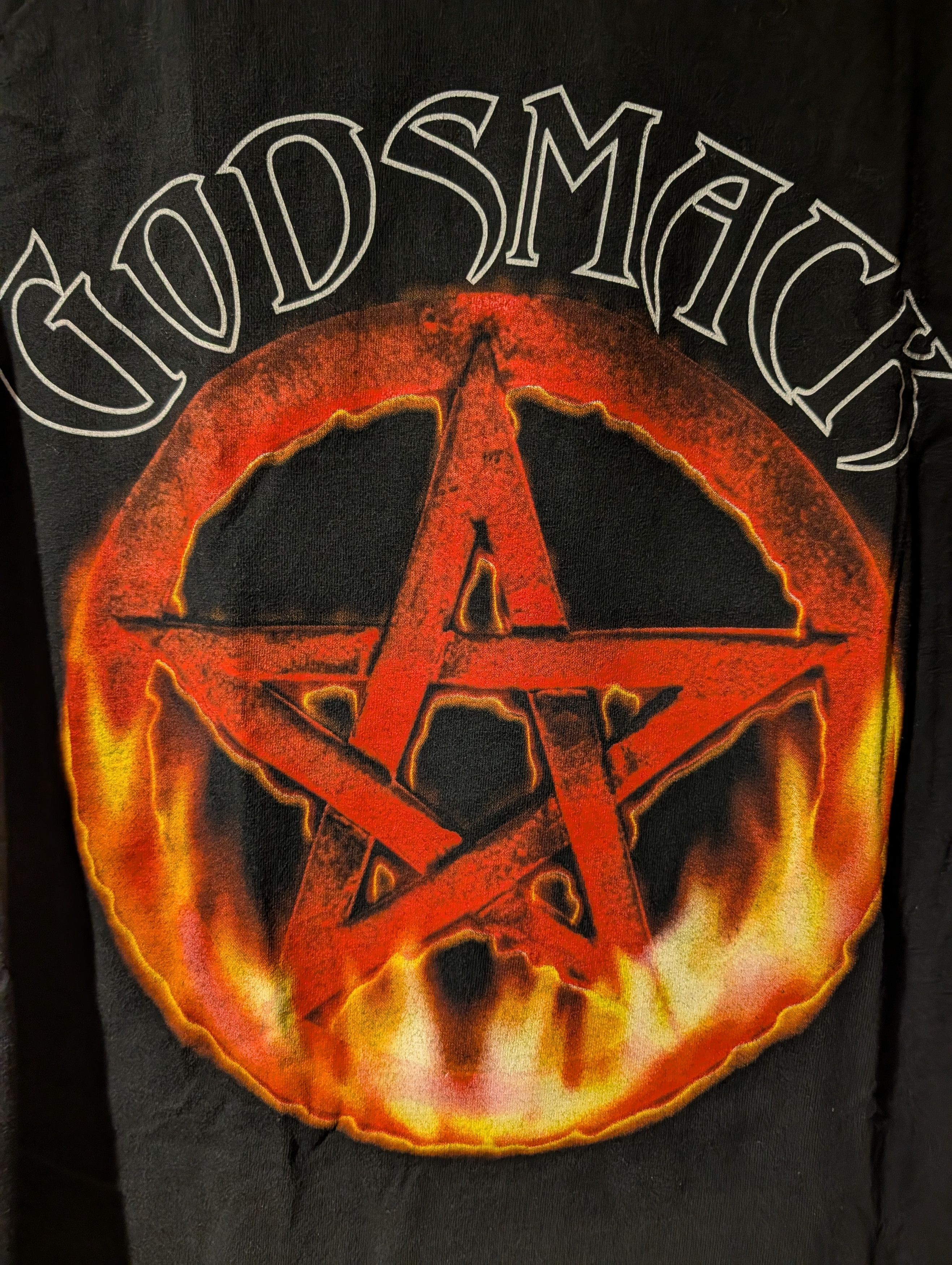 Band Tees Vintage Godsmack Pentagram Sun Flame Long Sleeve Giant Tag Size US XL / EU 56 / 4 - 2 Thumbnail