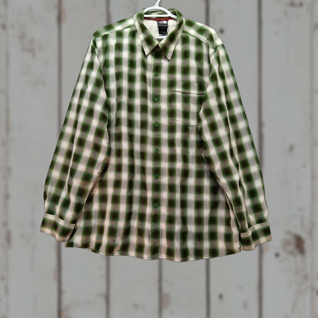 The North Face VINTAGE The North Face Shirt Men XL Plaid Green White Long Sleeve Hiking Atya Mens Size US XL / EU 56 / 4 - 1 Thumbnail