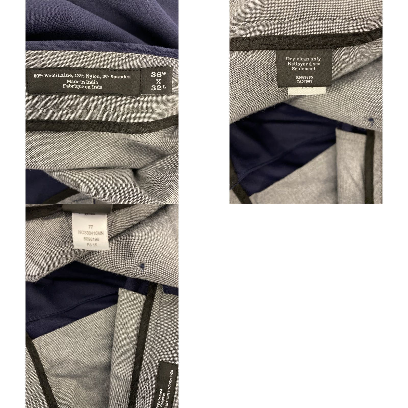 Nordstrom VINTAGE Nordstrom Men's Pants Dress Trousers Flat Front Wool Blend Navy 36x33 Casual Business Size US 36 / EU 52 - 8 Thumbnail