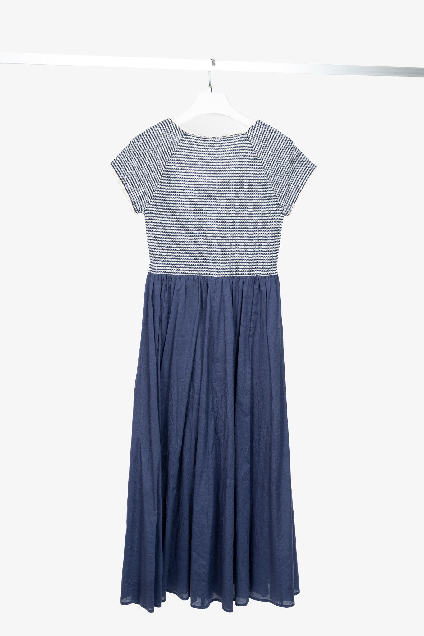 Weekend Max Mara Weekend Max Mara Parole Blue Cotton Knit & Poplin Midi Dress Size M / US 6-8 / IT 42-44 - 2 Thumbnail