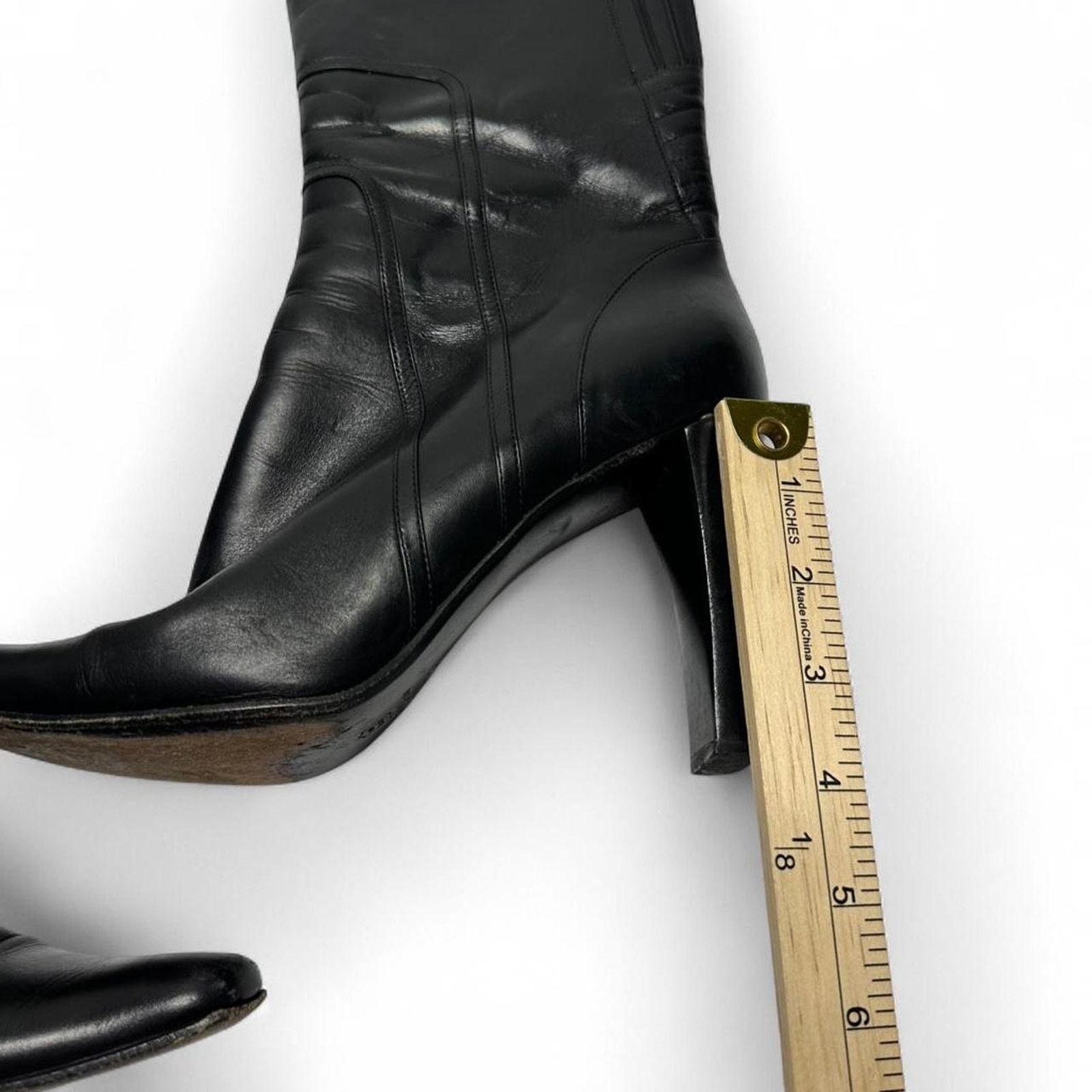 Other Via Spiga Print Black Leather High Heel Boots Size 7 Women Size US 7 / IT 37 - 6 Thumbnail