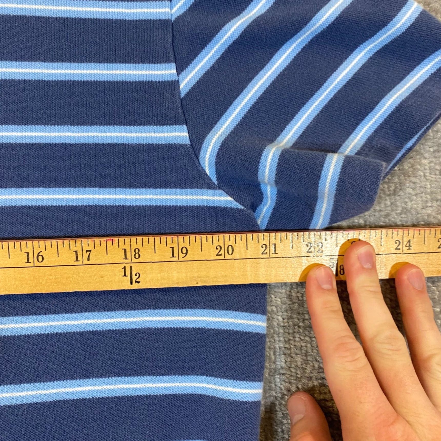 Southern Tide Southern Tide Polo Beachside Mens Medium Trim Blue White Striped Golf Shirt S/S Size US M / EU 48-50 / 2 - 6 Thumbnail