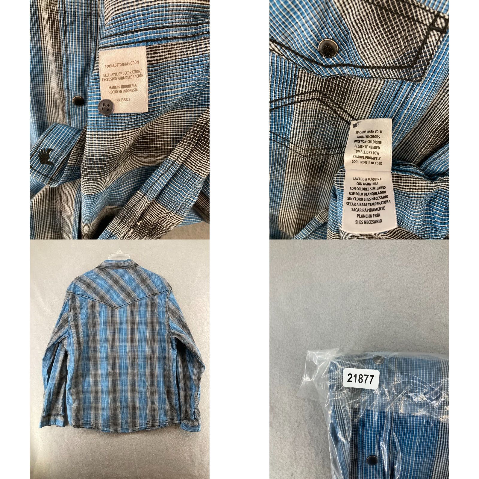 Cody James Cody James Western Shirt XL Blue Striped Snap Button-Up Regular Fit Mens Size US XL / EU 56 / 4 - 8 Thumbnail