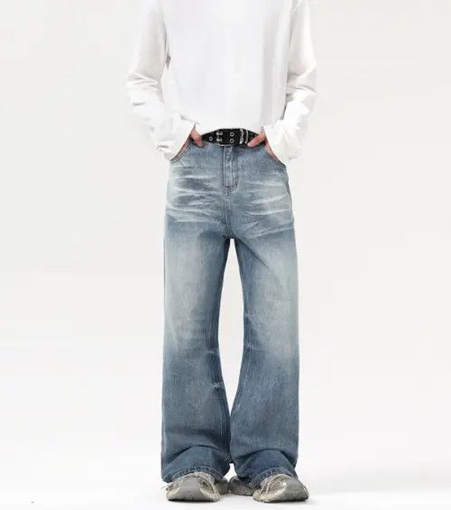 Japanese Brand × Jean American style ice blue washed men's straight baggy jeans Size US 32 / EU 48 - 1 Thumbnail