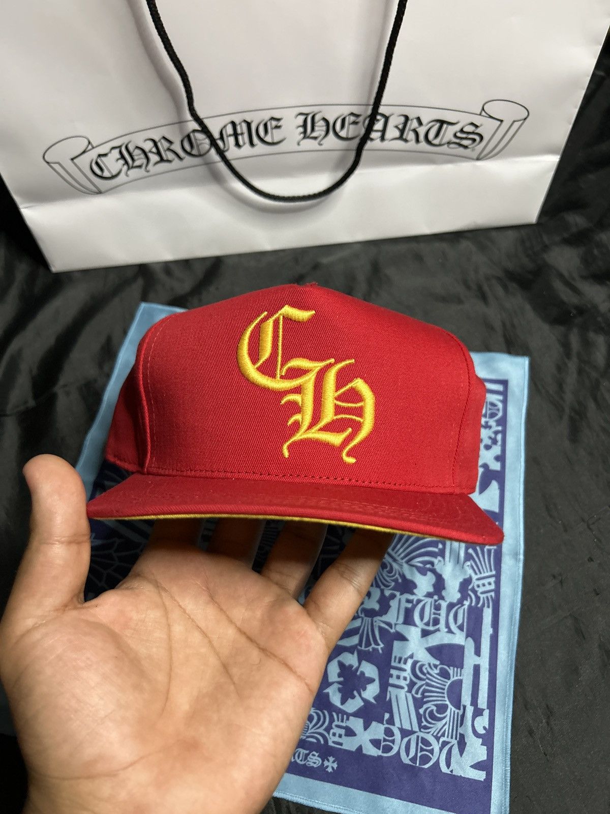 Chrome Hearts Chrome Hearts Red/Yellow CH BaseBall Hat Size ONE SIZE - 2 Thumbnail