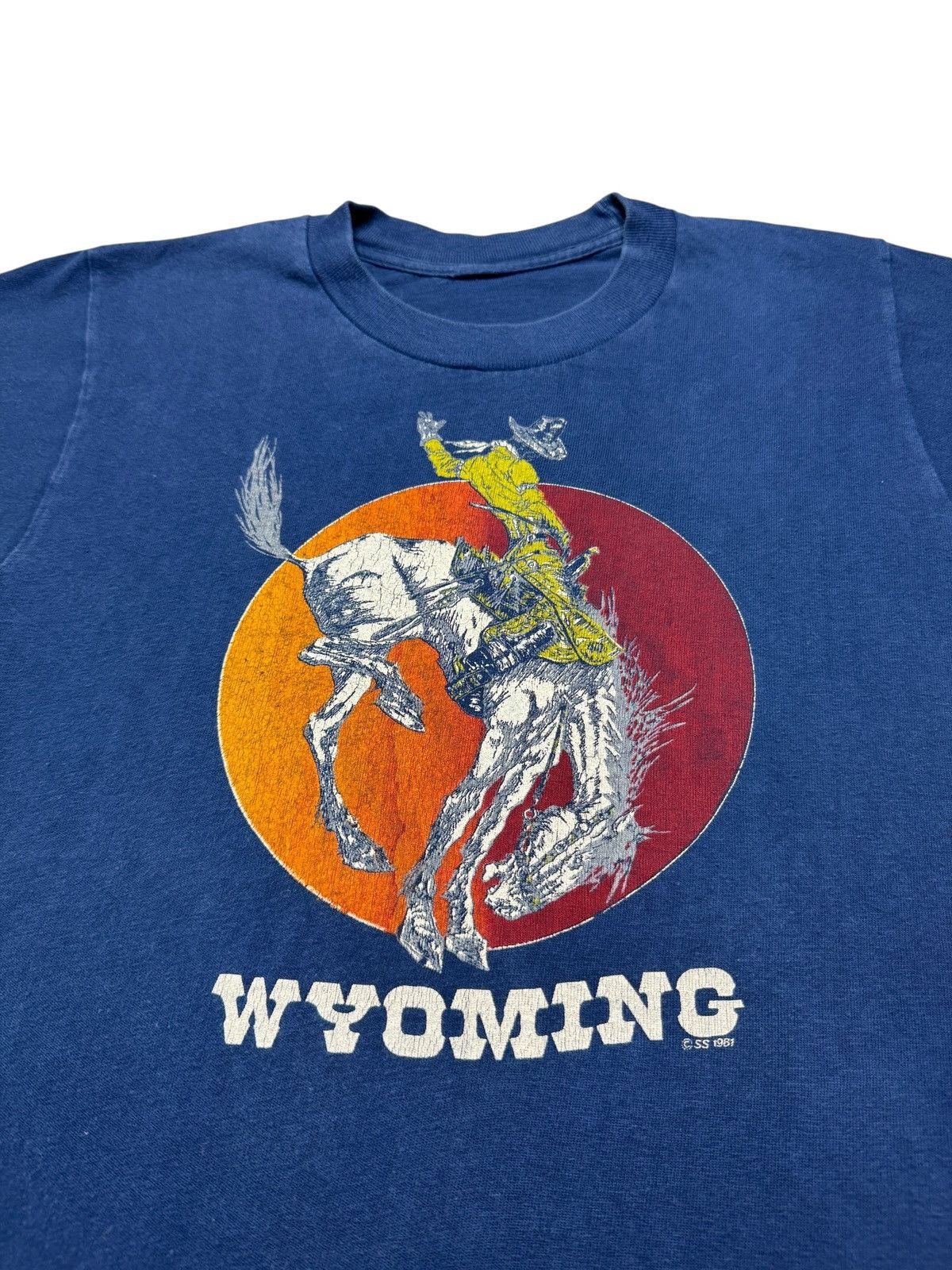 Vintage Vintage 1981 Wyoming Cowboy Tee Shirt Size US S / EU 44-46 / 1 - 3 Thumbnail
