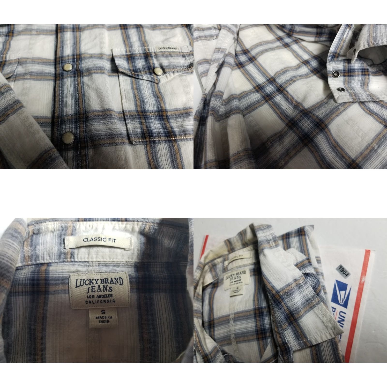 Lucky Brand Lucky Brand Western Shirt Plaid Button-Up Snaps Long Sleeve Men Small Multicolor Cotton Pocketed All Seasons Casual Travel Workwear Stains Size US S / EU 44-46 / 1 - 9 Thumbnail